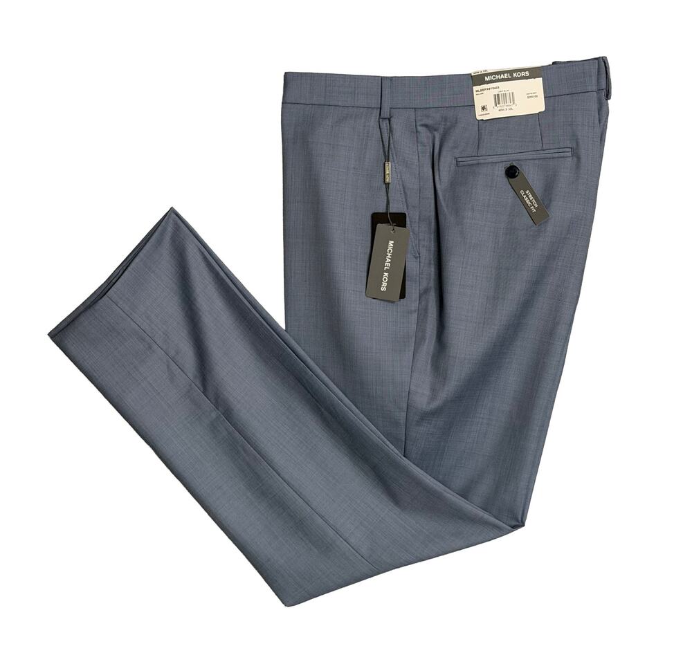 Michael Kors Dress Pants Men's 40"x32" Classic Fit Wool Stretch Blue NEW w/Flaw